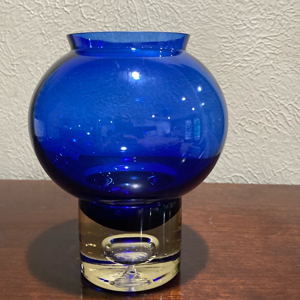 Vintage, Cobalt Blue, Glass Bubble Vase